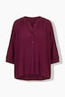 Blusa de crespón, amplia, cuello alzado, manga 3/4 de murciélago