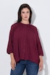 Blusa de crespón, amplia, cuello alzado, manga 3/4 de murciélago