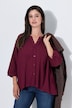 Blusa de crespón, amplia, cuello alzado, manga 3/4 de murciélago