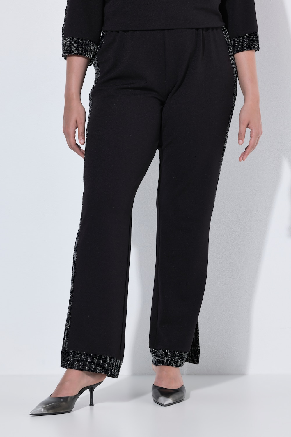 Jerseyhose, Glitzersteinchen, schmales Bein, Elastikbund