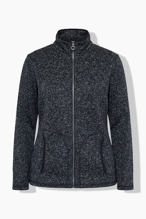 Fleecejacke, meliert, Stehkragen, Langarm