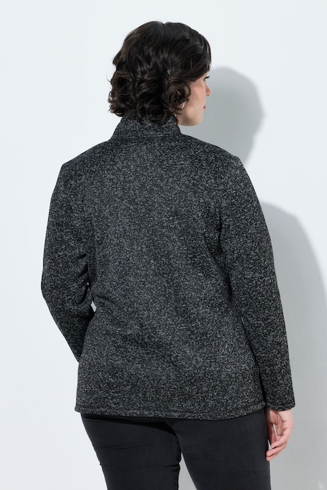 Fleecejacke, meliert, Stehkragen, Langarm