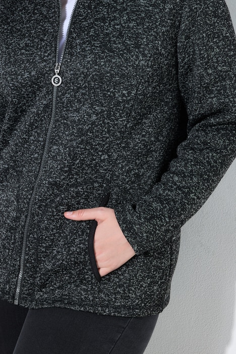 Fleecejacke, meliert, Stehkragen, Langarm
