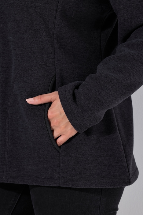 Fleecejacke, meliert, Stehkragen, Langarm