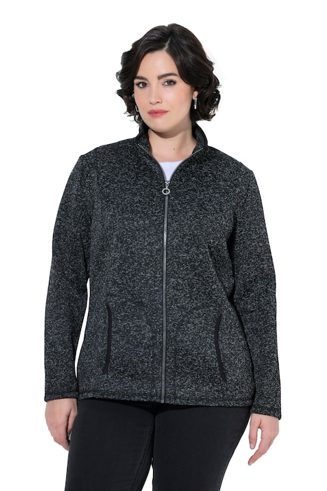 Fleecejacke, meliert, Stehkragen, Langarm