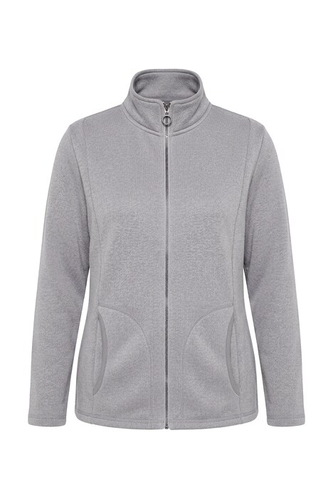 Fleecejacke, meliert, Stehkragen, Langarm