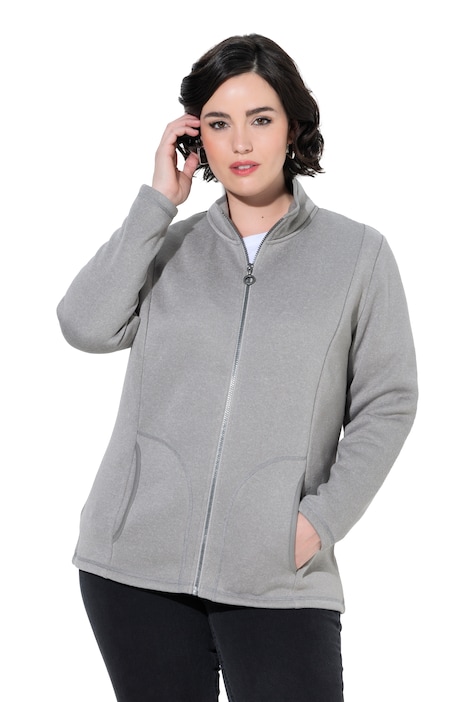 Fleecejacke, meliert, Stehkragen, Langarm