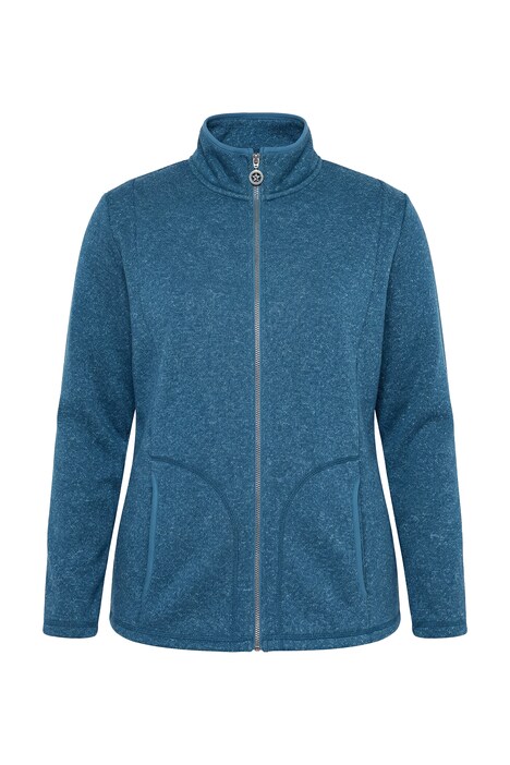 Fleecejacke, meliert, Stehkragen, Langarm