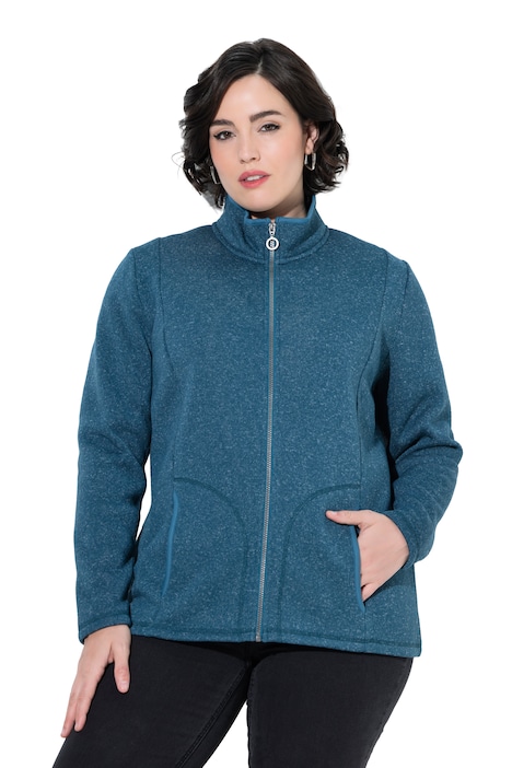 Fleecejacke, meliert, Stehkragen, Langarm