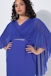 Midikleid, Chiffon-Überwurf, V-Ausschnitt, 3/4-Arm