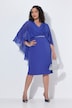 Midikleid, Chiffon-Überwurf, V-Ausschnitt, 3/4-Arm
