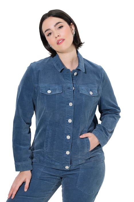 Cordjacke, Knopfleiste, Hemdkragen, Langarm