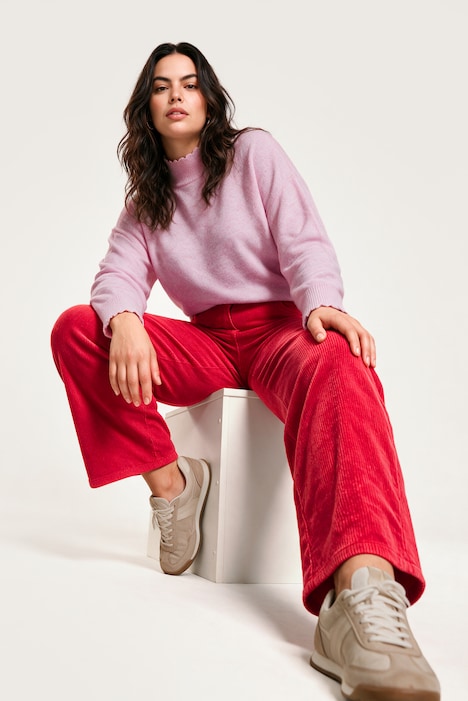 Corduroy broek Mary, wijde pijpen, comfortabele tailleband