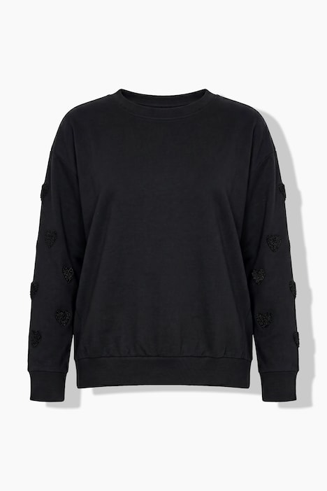 Sweater, Herz-Stickerei, Rundhalsausschnitt, Langarm