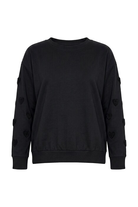 Sweater, Herz-Stickerei, Rundhalsausschnitt, Langarm