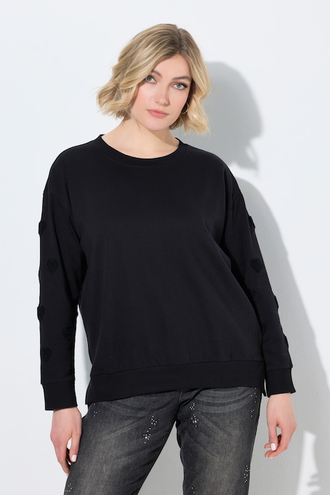 Sweater, Herz-Stickerei, Rundhalsausschnitt, Langarm