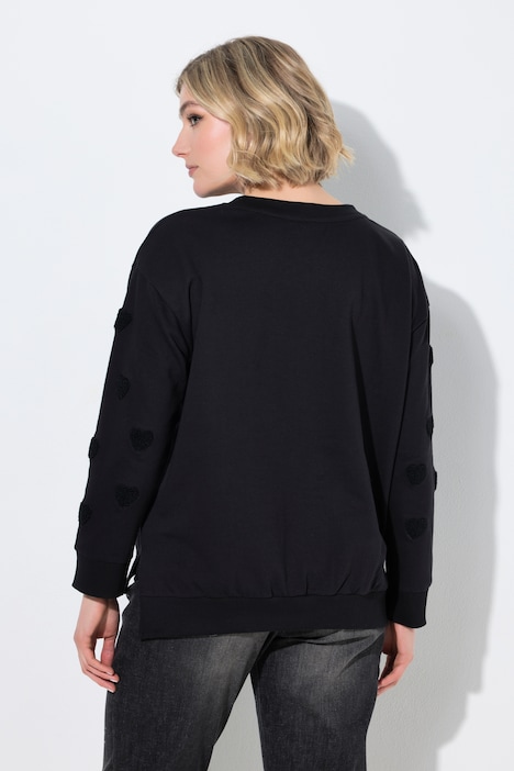 Sweater, Herz-Stickerei, Rundhalsausschnitt, Langarm