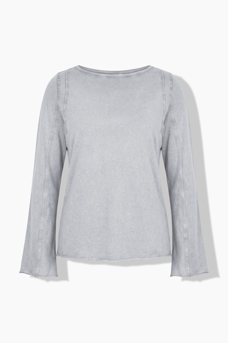 Shirt, Ziernähte, U-Boot-Ausschnitt, Langarm