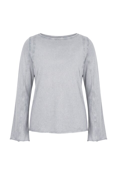 Shirt, Ziernähte, U-Boot-Ausschnitt, Langarm