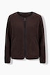Teddyjacke, Lederoptik-Piping, Rundhals, Langarm