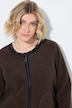 Teddyjacke, Lederoptik-Piping, Rundhals, Langarm