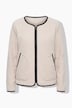Teddyjacke, Lederoptik-Piping, Rundhals, Langarm