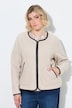 Teddyjacke, Lederoptik-Piping, Rundhals, Langarm
