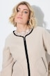 Teddyjacke, Lederoptik-Piping, Rundhals, Langarm