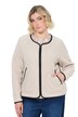 Teddyjacke, Lederoptik-Piping, Rundhals, Langarm