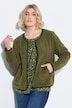 Teddyjacke, Lederoptik-Piping, Rundhals, Langarm