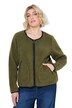Teddyjacke, Lederoptik-Piping, Rundhals, Langarm