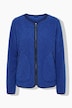 Veste en polaire, passepoil imitation cuir, col rond et manches longues