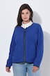 Veste en polaire, passepoil imitation cuir, col rond et manches longues