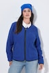 Veste en polaire, passepoil imitation cuir, col rond et manches longues