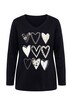 Langarmshirt, Herzmotiv, V-Ausschnitt, Langarm