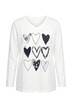 Langarmshirt, Herzmotiv, V-Ausschnitt, Langarm