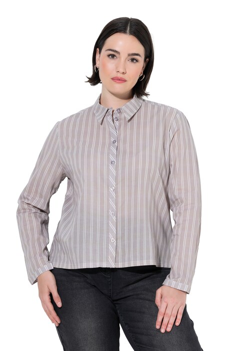Bluse, Streifen, Hemdkragen, Langarm