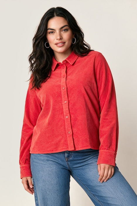 Cordhemd, Boxy Fit, Hemdkragen, Langarm