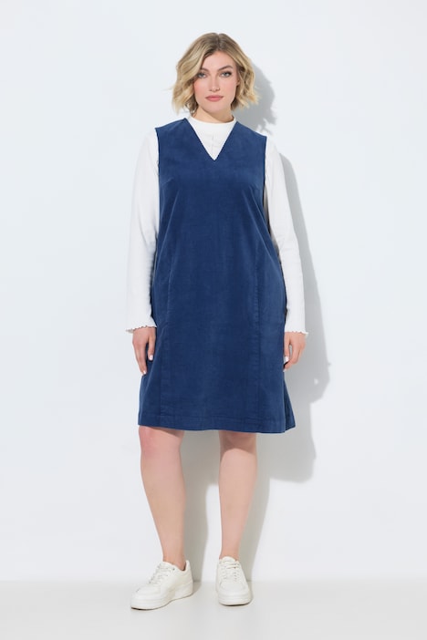 Cordkleid, V-Ausschnitt, ärmellos, Taschen