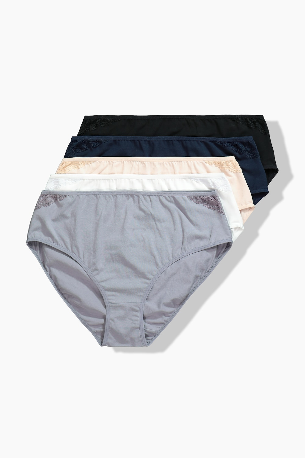Midi-Slips, 5er-Pack, kleine Spitzeneinsätze