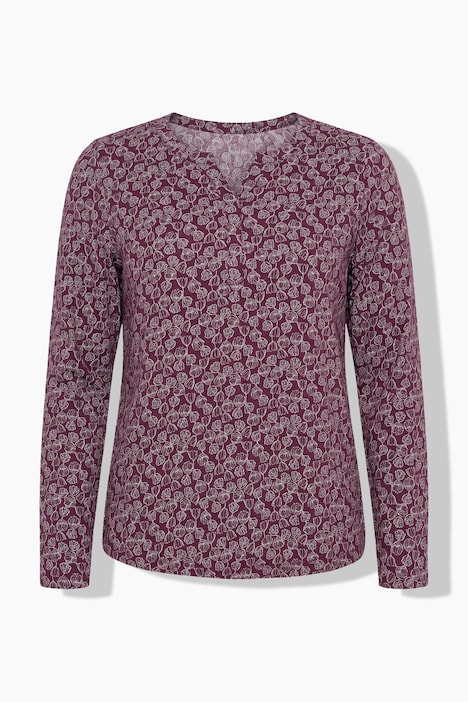 Shirt, Blüten, Elastiksaum, Rundhals, Langarm