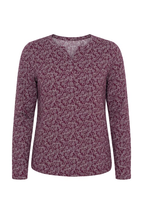 Shirt, Blüten, Elastiksaum, Rundhals, Langarm