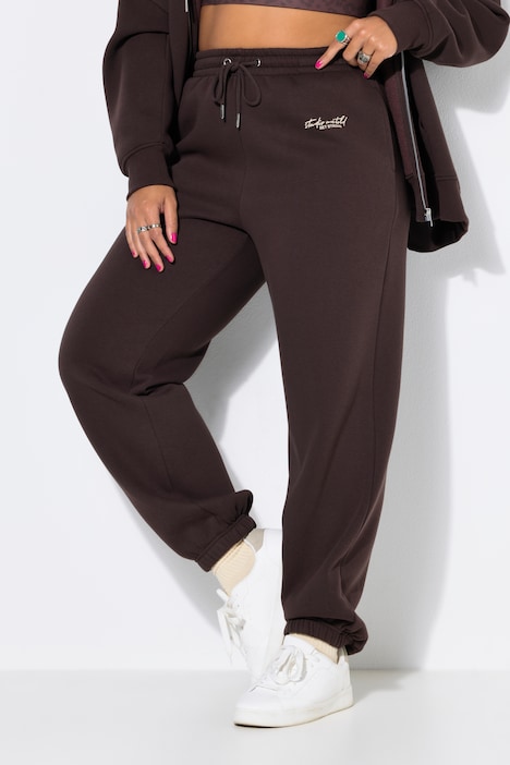 Pantalon de jogging, jambes larges, molleton, taille élastique avec cordon de serrage coulissant sous tunnel