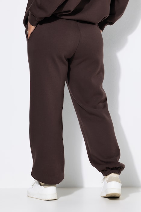 Pantalon de jogging, jambes larges, molleton, taille élastique avec cordon de serrage coulissant sous tunnel