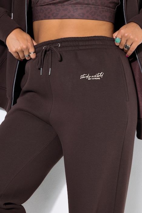 Pantalon de jogging, jambes larges, molleton, taille élastique avec cordon de serrage coulissant sous tunnel