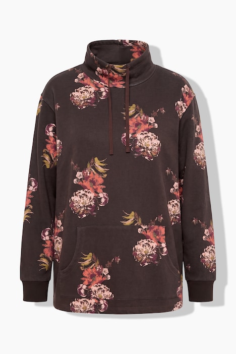 Sweater, Blüten, A-Linie, Stehkragen, Langarm