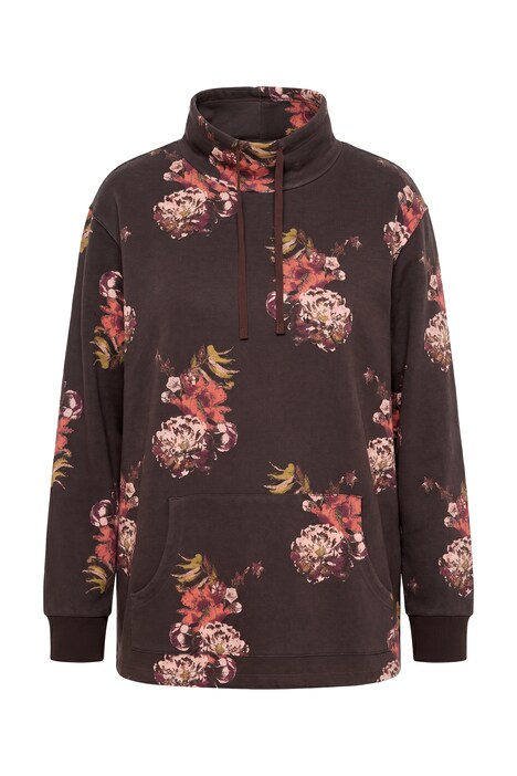 Sweater, Blüten, A-Linie, Stehkragen, Langarm