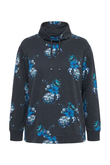 Sweater, Blüten, A-Linie, Stehkragen, Langarm