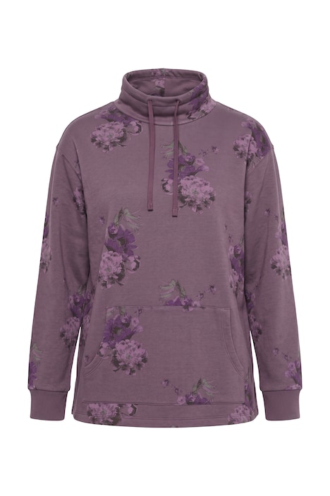 Sweater, Blüten, A-Linie, Stehkragen, Langarm