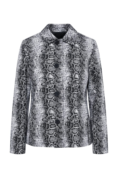 Jacquard-Strickjacke, Schlangen-Design, Hemdkragen